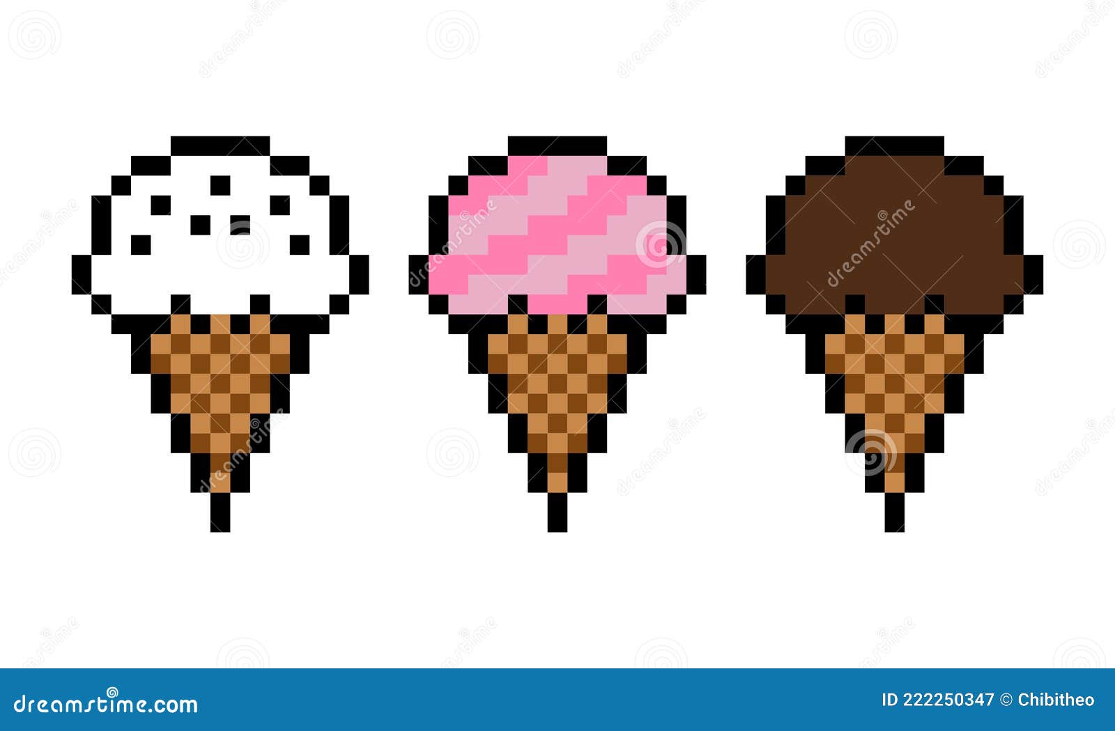 Item de jogo de sorvete de pixel art em fundo branco