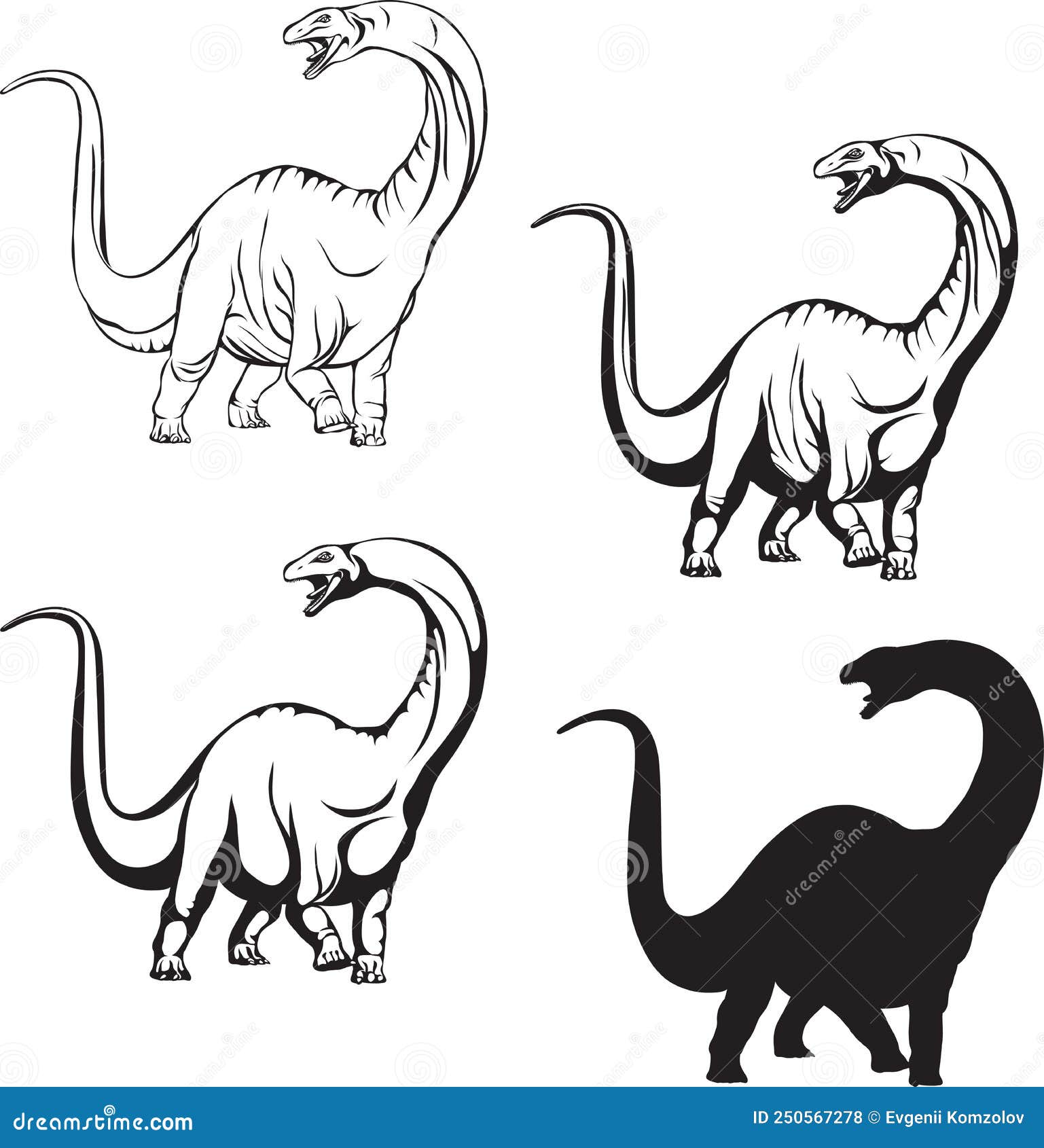 Desenho Realista Dinossauro Brontossauro Ilustração Stock