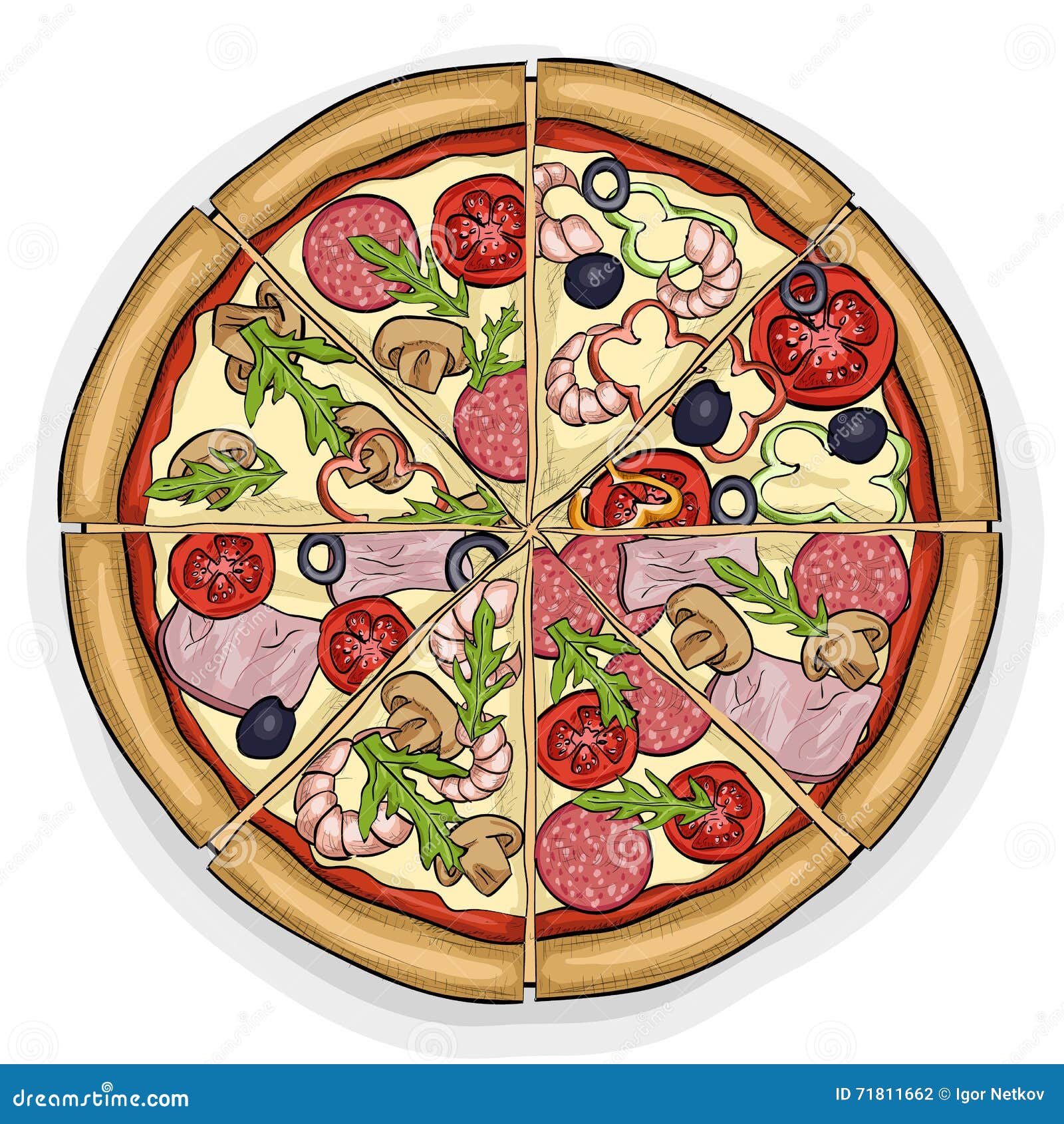 Imagen Del Color De La Pizza Ilustración del Vector - Ilustración de ...