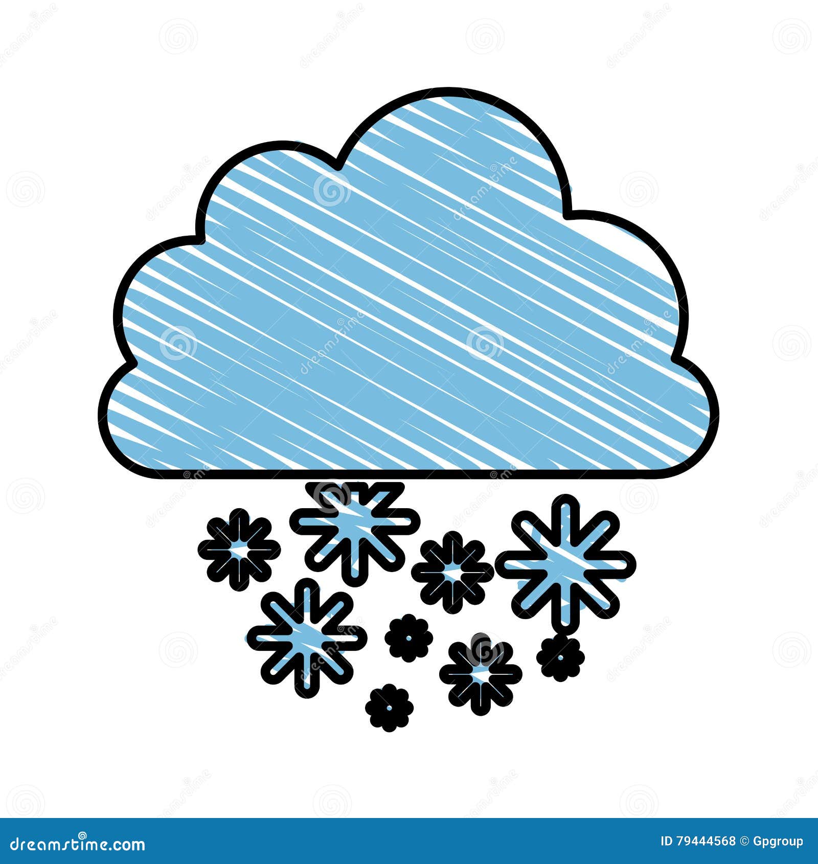 Imagen Del Dibujo De La Nieve Y De La Nube Ilustración del Vector -  Ilustración de decorativo, belleza: 79444568