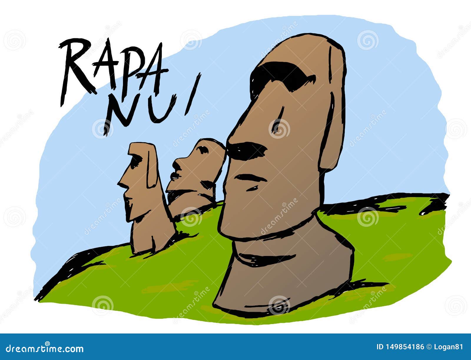 Moais Para Colorear : Dibujo De Moais