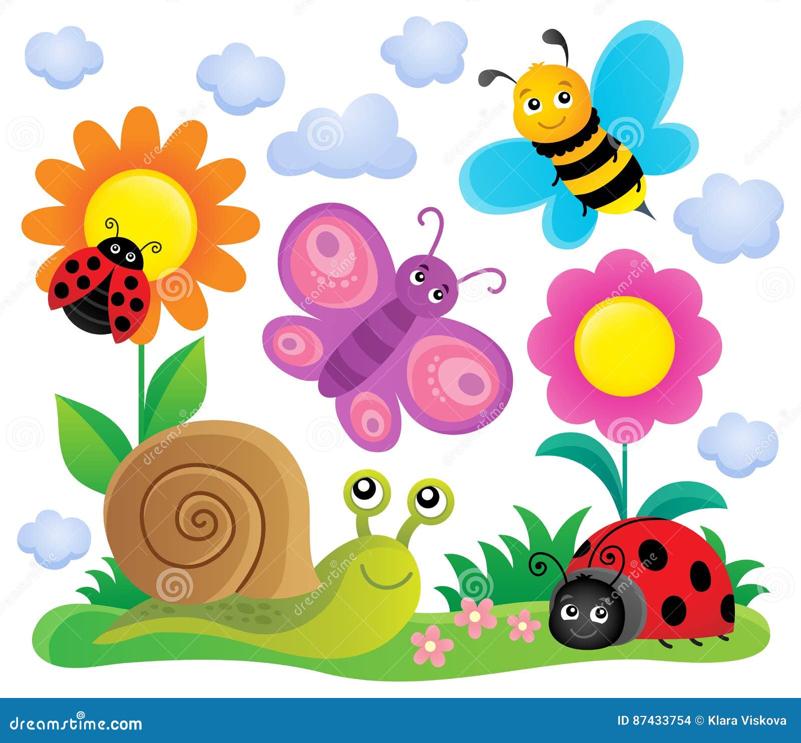 Imagen 6 Del Tema De Los Animales Y Del Insecto De La Primavera Ilustración  del Vector - Ilustración de pétalo, formas: 87433754