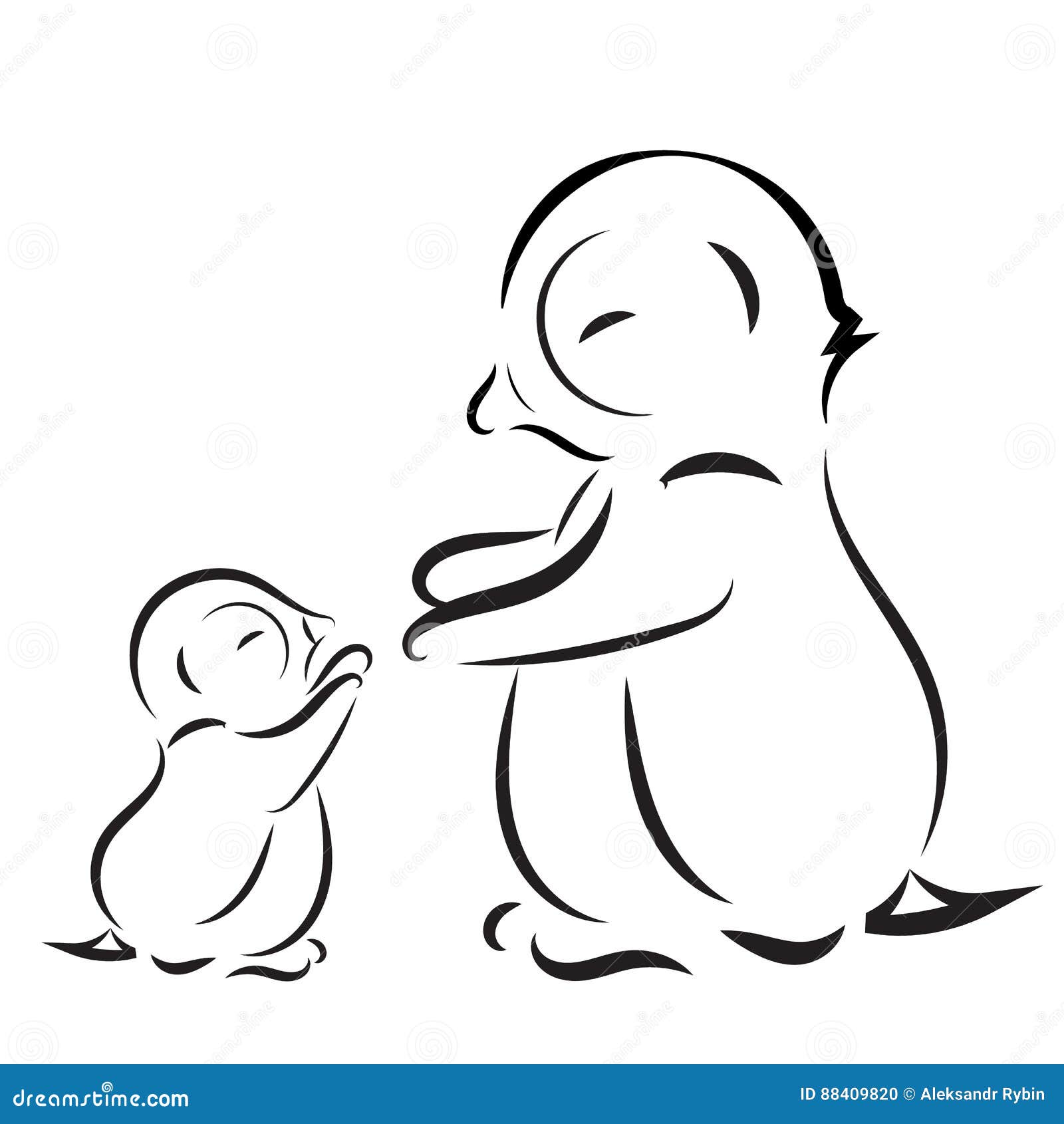 Imagen Del Vector Dibujo De Esquema De La Mama Y Del Bebe De La Familia Del Pinguino Stock De Ilustracion Ilustracion De Familia Pinguino 4090