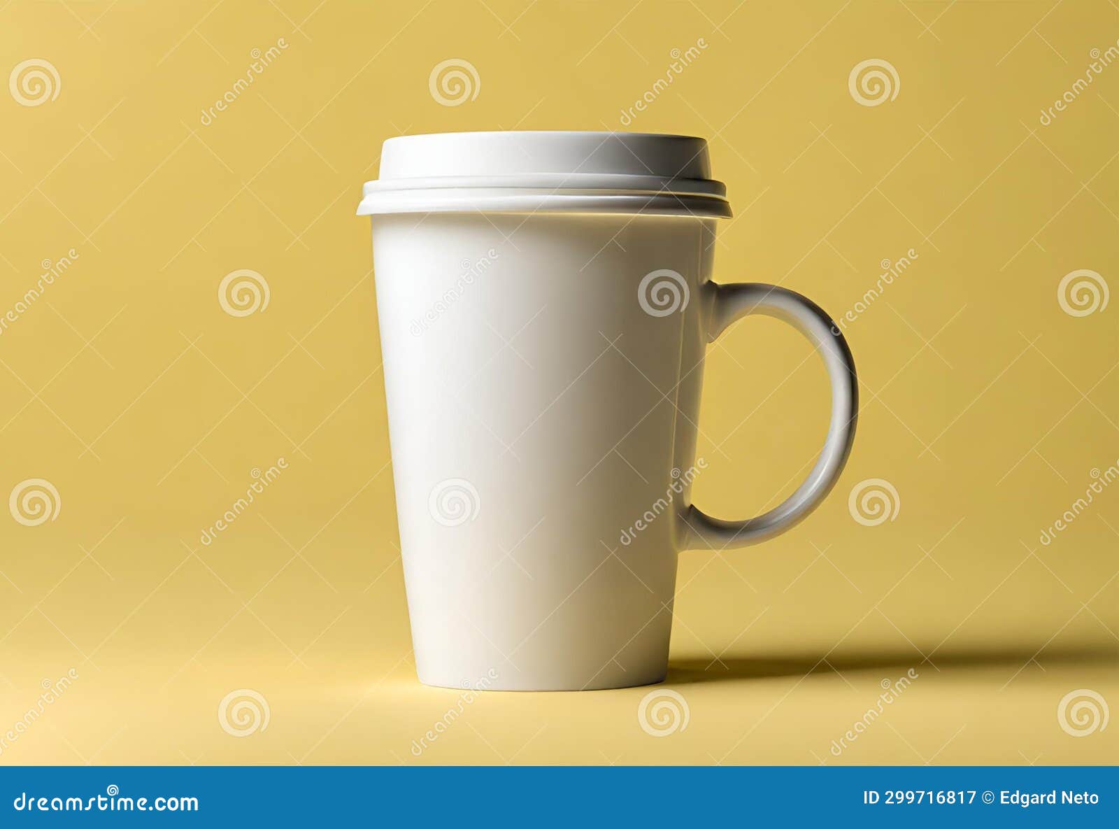 blank coffee cup on the table.  on yellow background, v23