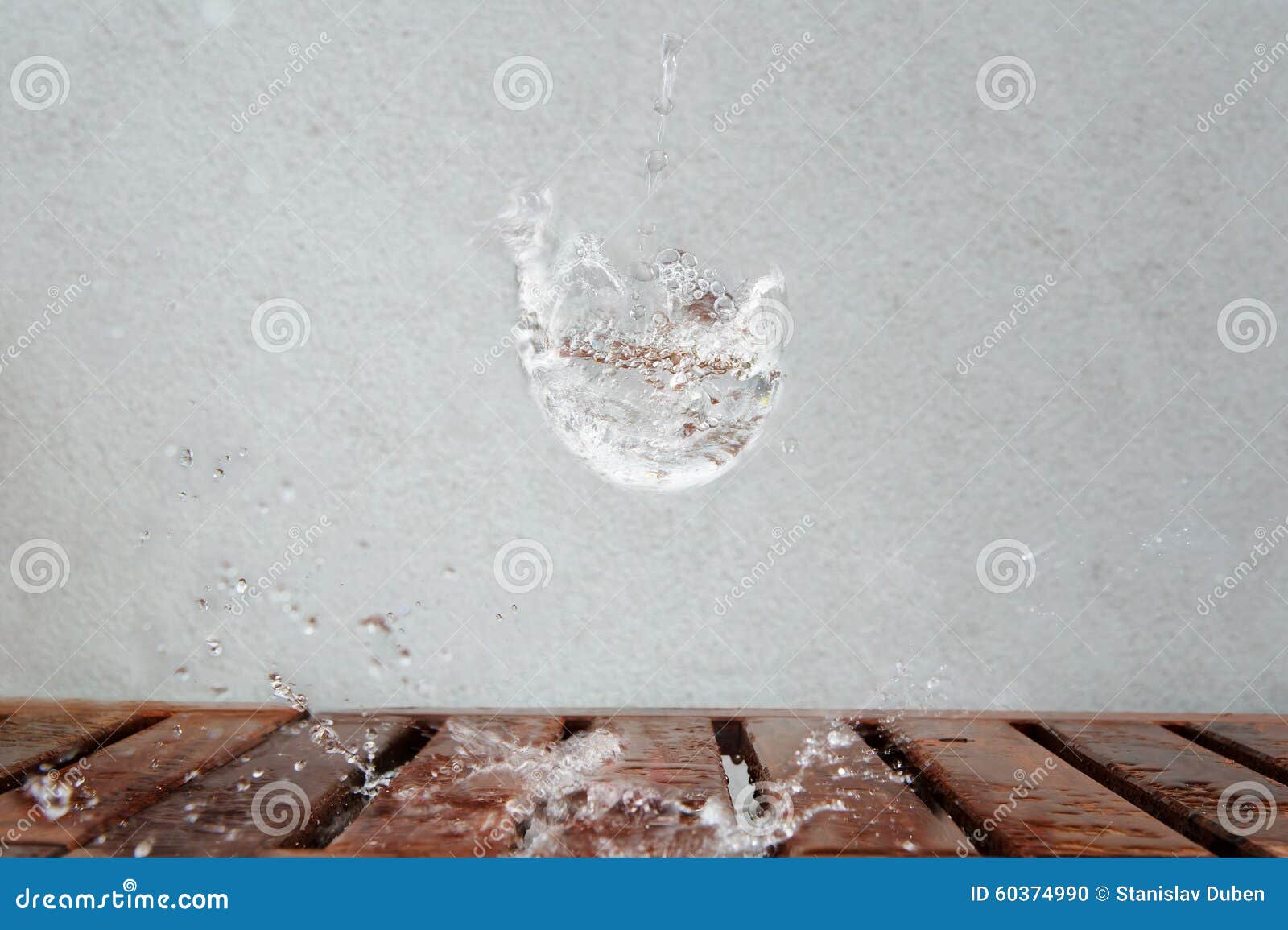 Imaginary Water Glass Splash on Wooden Desk Stock Photo Image of