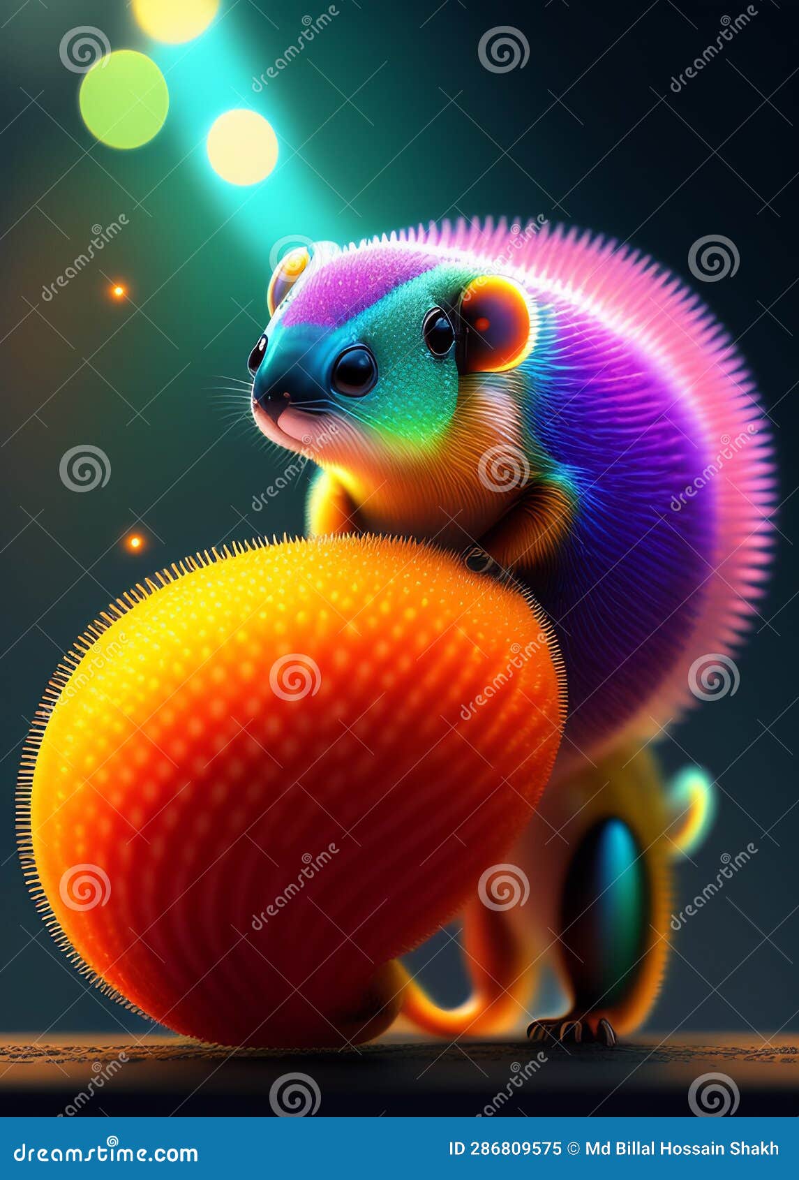 a colorful animal with a bright light-ai genareted image.