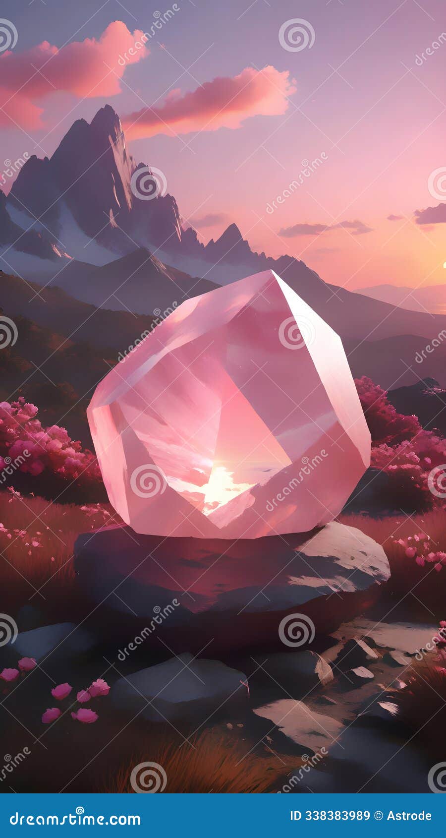 rose quartz serenity: embraced by a sunset's glow.