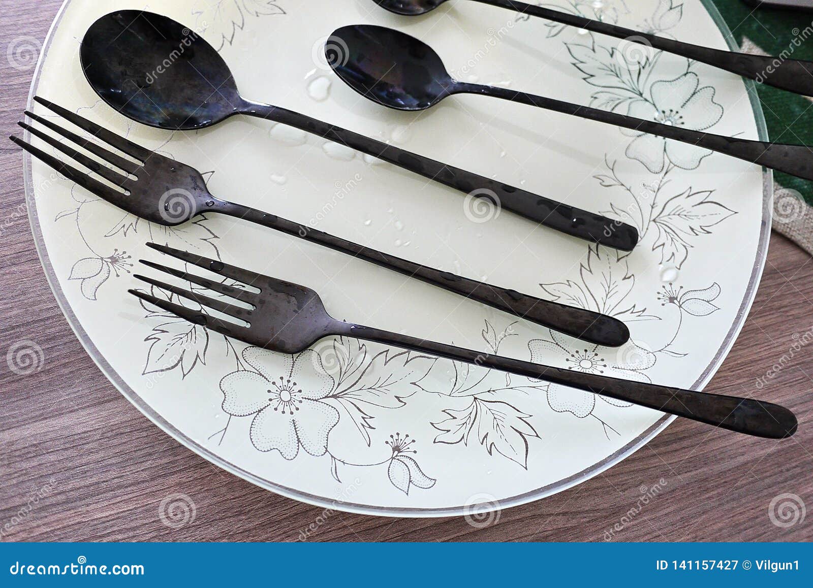 Beautiful Set of Tablespoons and Forks, Stock Image Image of plate