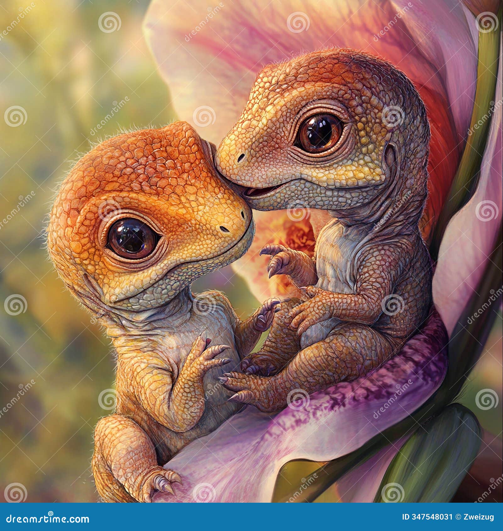 cute little dinosaurs, fairy tale, drawing