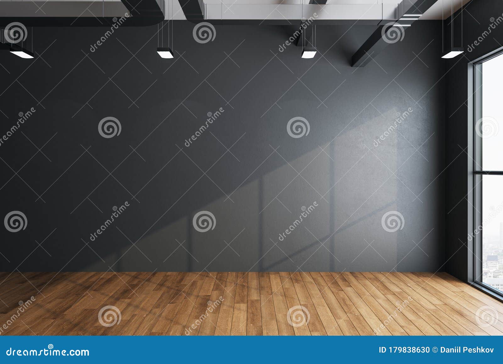 Imalistic Hall Interior with Empty Gray Wall Stock Illustration ...