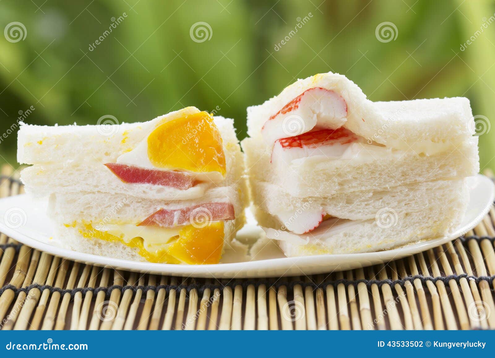 Imitation Crab and Egg Ham Sandwich Stock Photo Image of appetizer