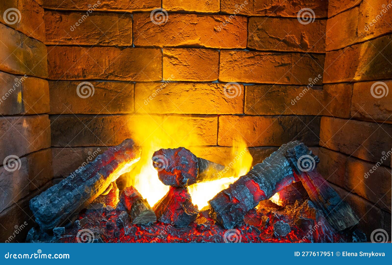 Imitation of Fire in an Electric Fireplace Stock Image Image of