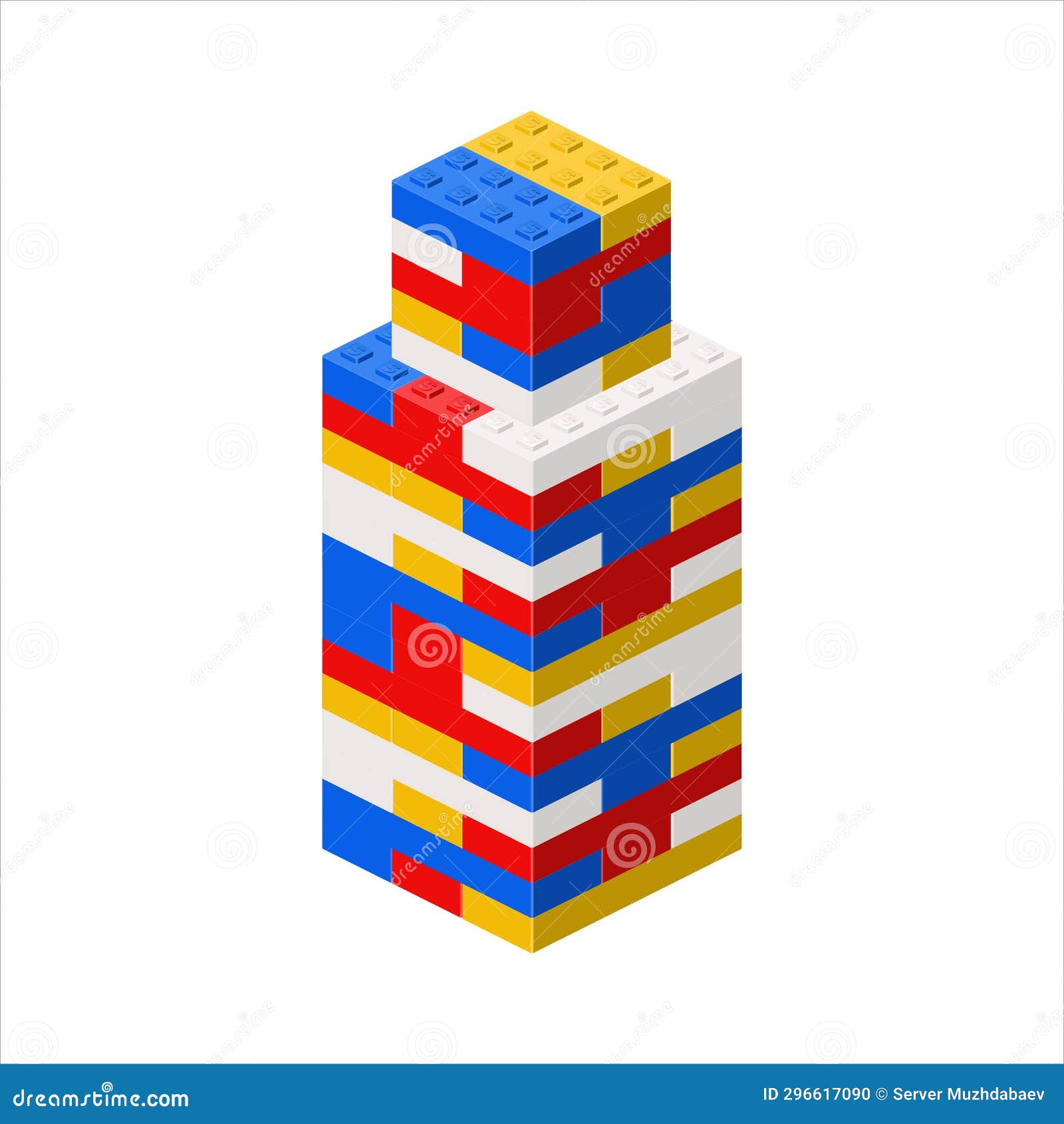 Imitation of a Skyscraper Made of Plastic Blocks. Vector Stock