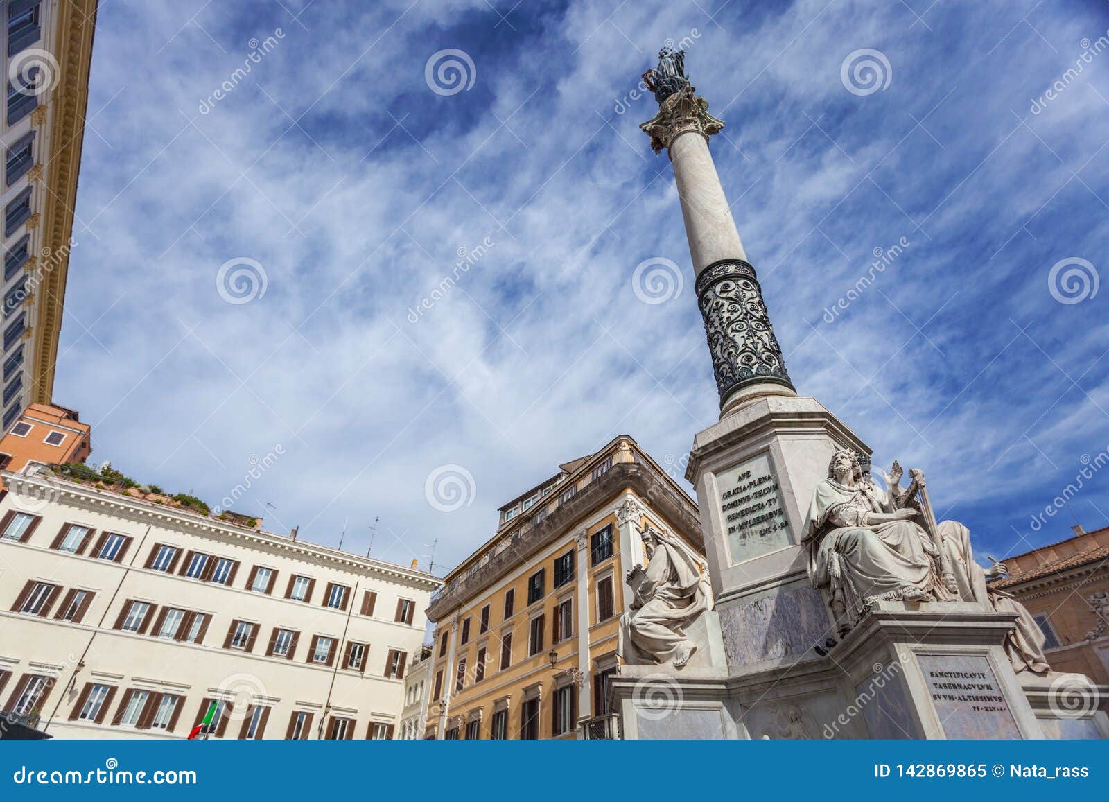 Immaculate Conception Column on Spanish Square in Rome Stock Image Image of sightseeing