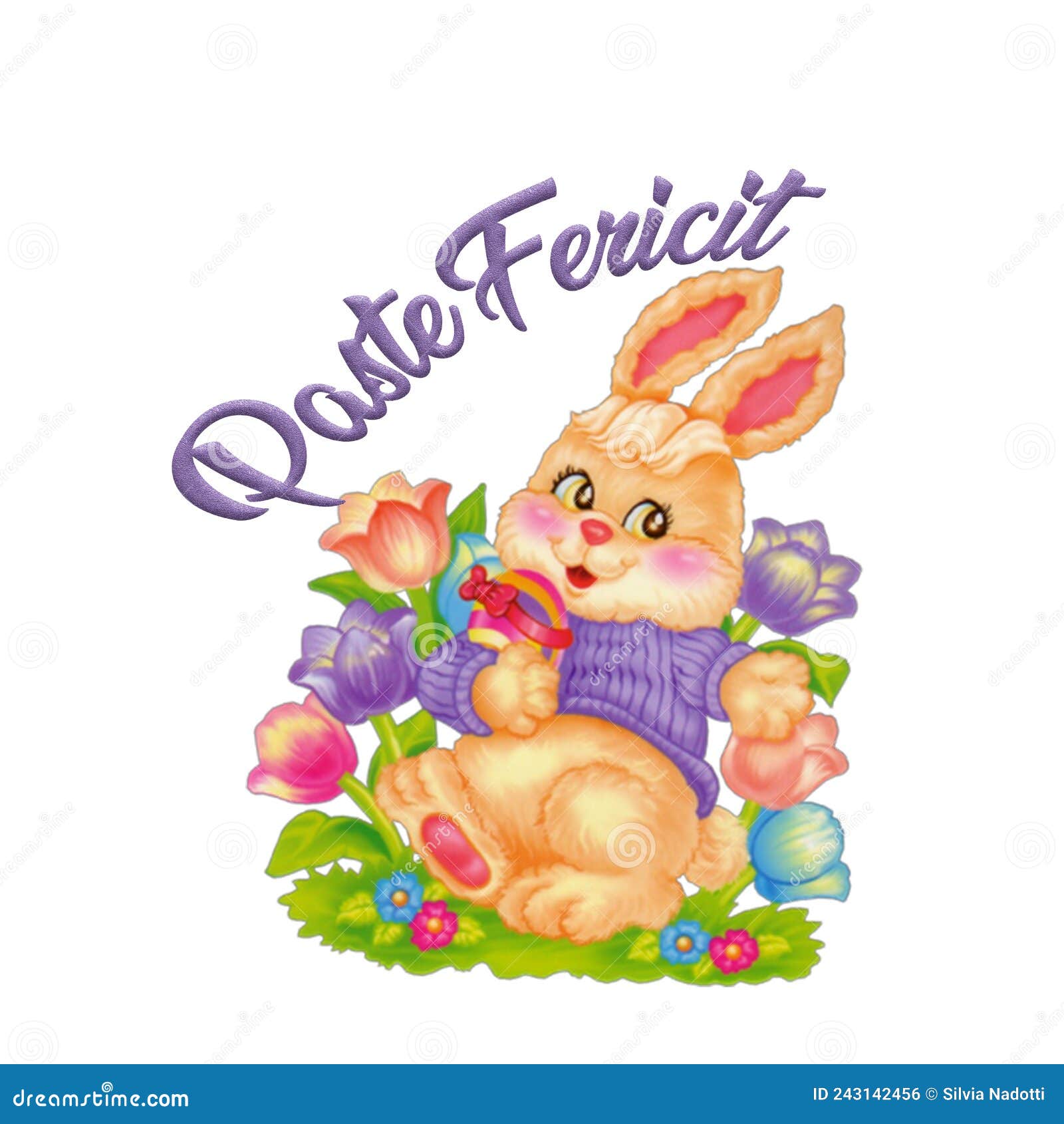 Immagine Di Un Coniglio Pasquale Circondato Da Fiori Colorati Illustrazione  di Stock - Illustrazione di fumetto, colore: 243142456