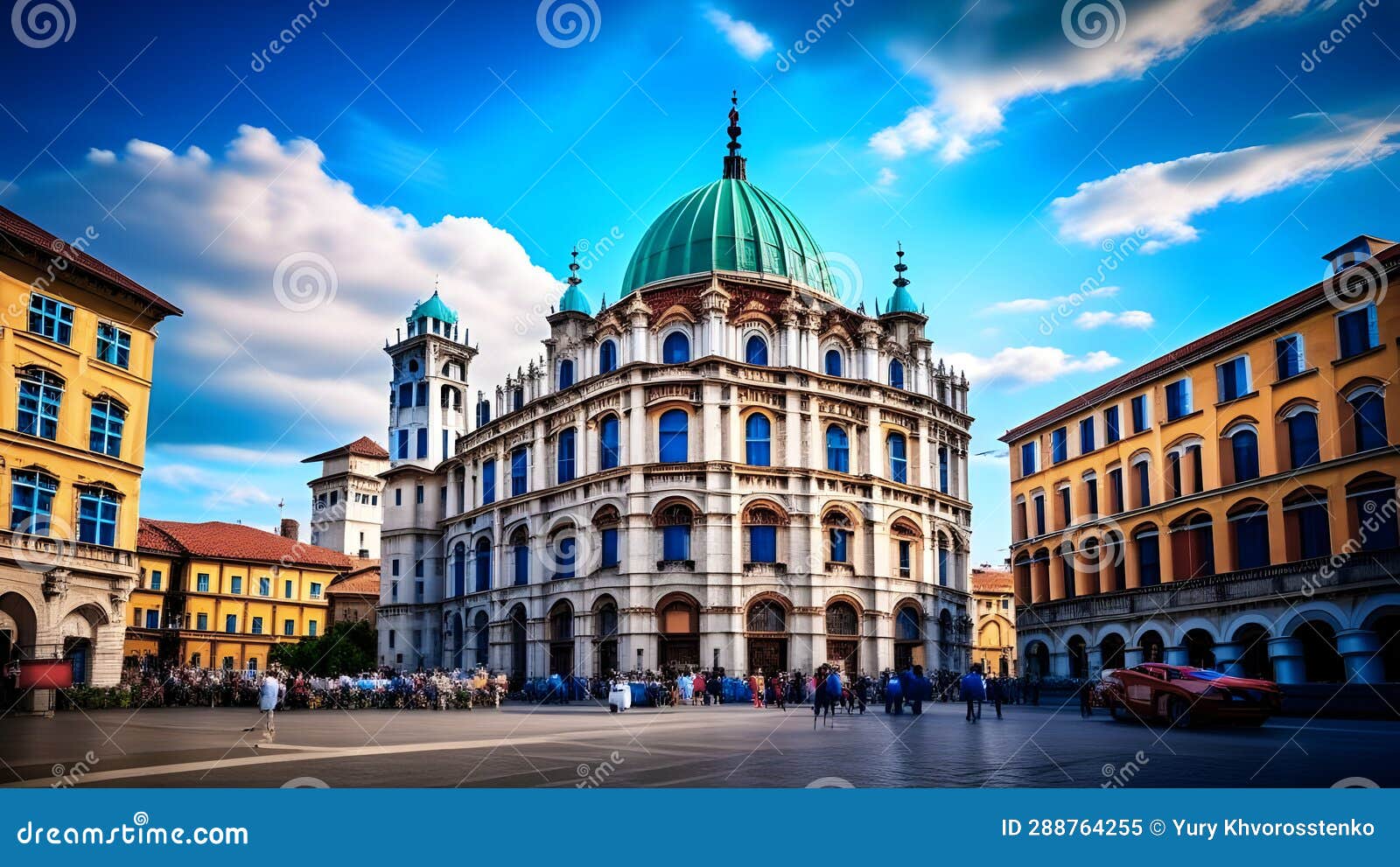 Piazza Santa Maria Del Fiore, Florence, Italy Stock Illustration ...