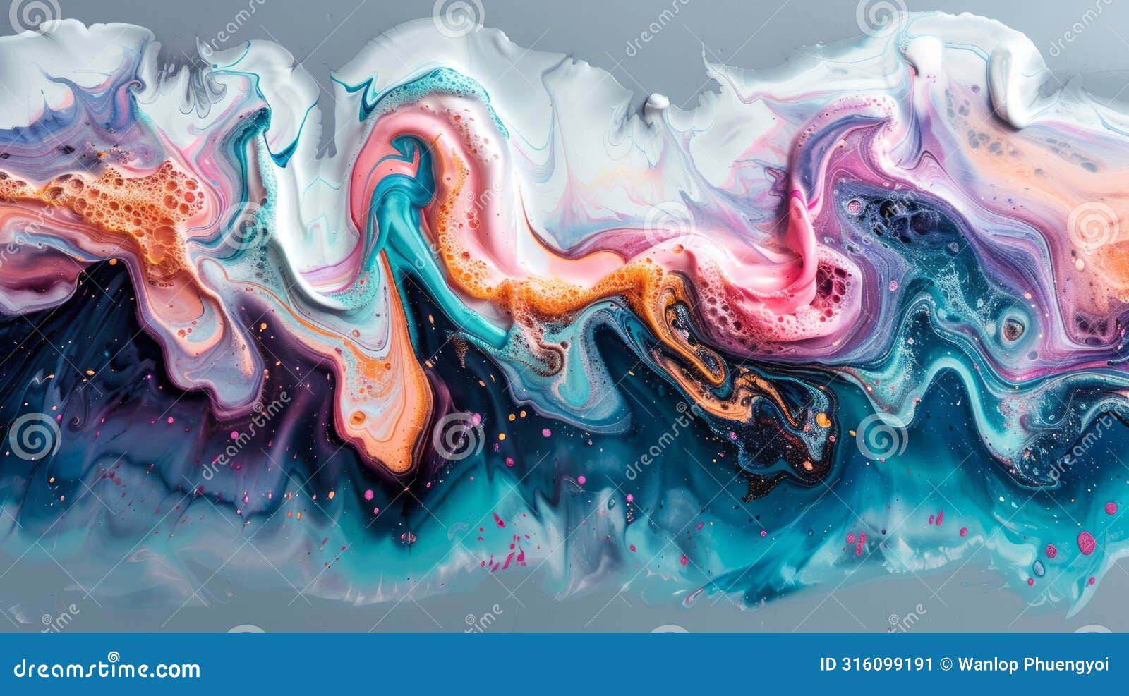 immerse yourself in the mesmerizing depths of an abstract masterpiece, where vibrant hues dance in ethereal harmony, creating an