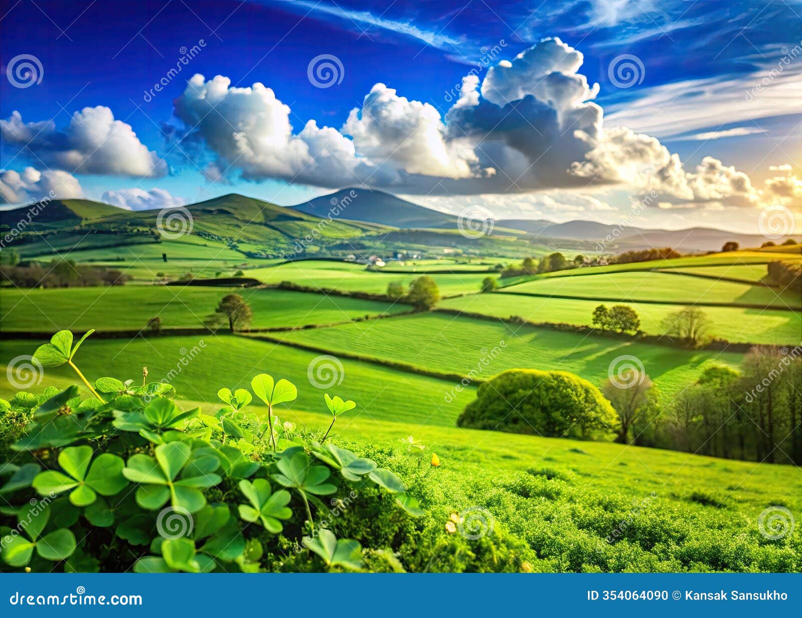 serene irish countryside a minimalist holiday scene with shamrock accents perfect for st patricks day