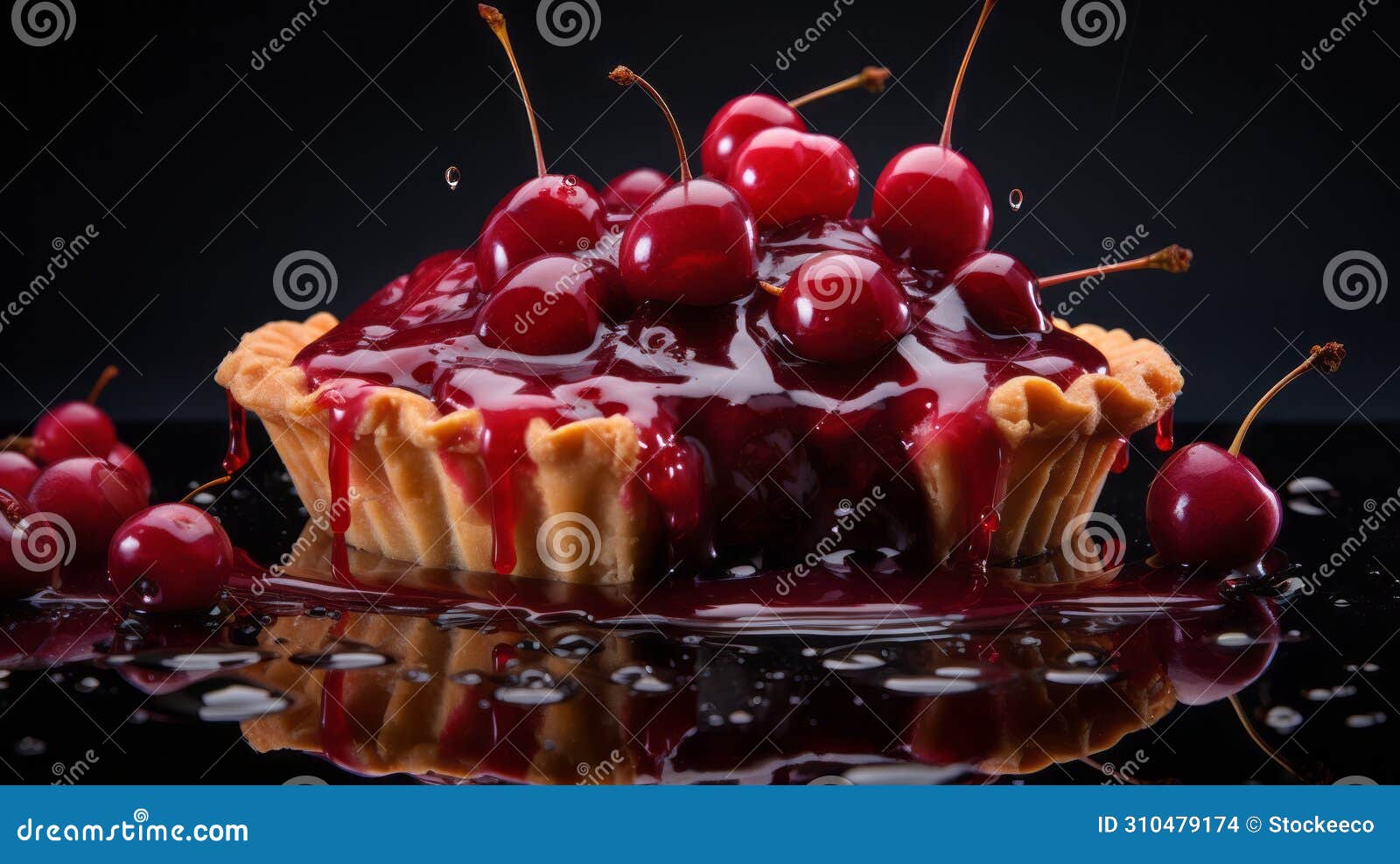 immersive cherry pie artwork inspired by olivier ledroit, miki asai, and herve guibert