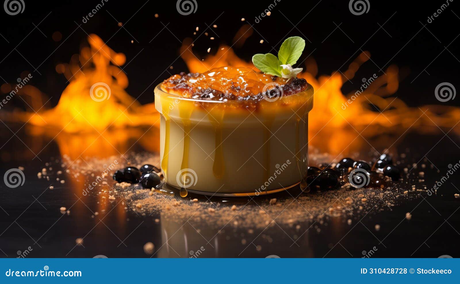 immersive creme brulee image inspired by olivier ledroit, miki asai, and herve guibert