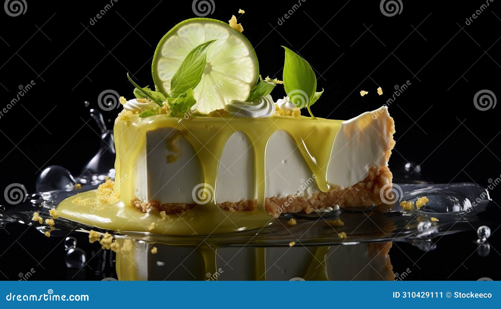 immersive key lime pie image inspired by olivier ledroit, miki asai, and herve guibert