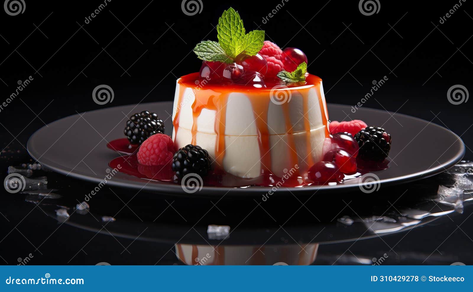 immersive panna cotta image inspired by olivier ledroit, miki asai, and herve guibert
