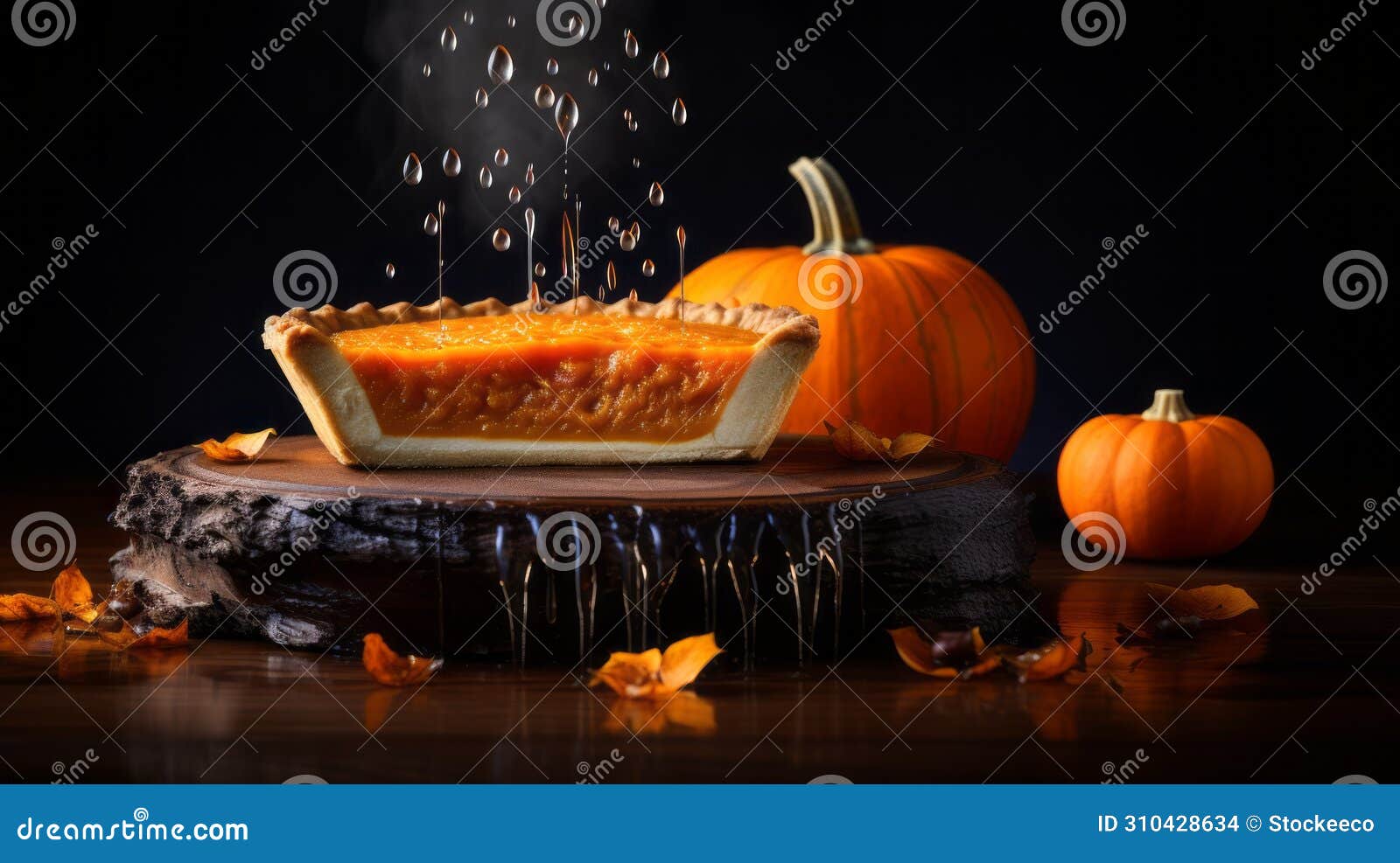 immersive pumpkin pie artwork inspired by olivier ledroit, miki asai, and herve guibert