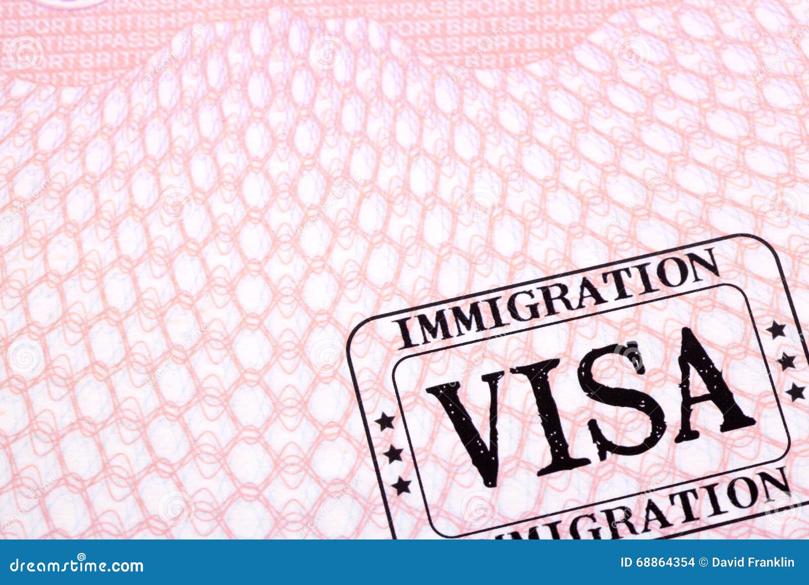immigration visa document stamp passport page close up