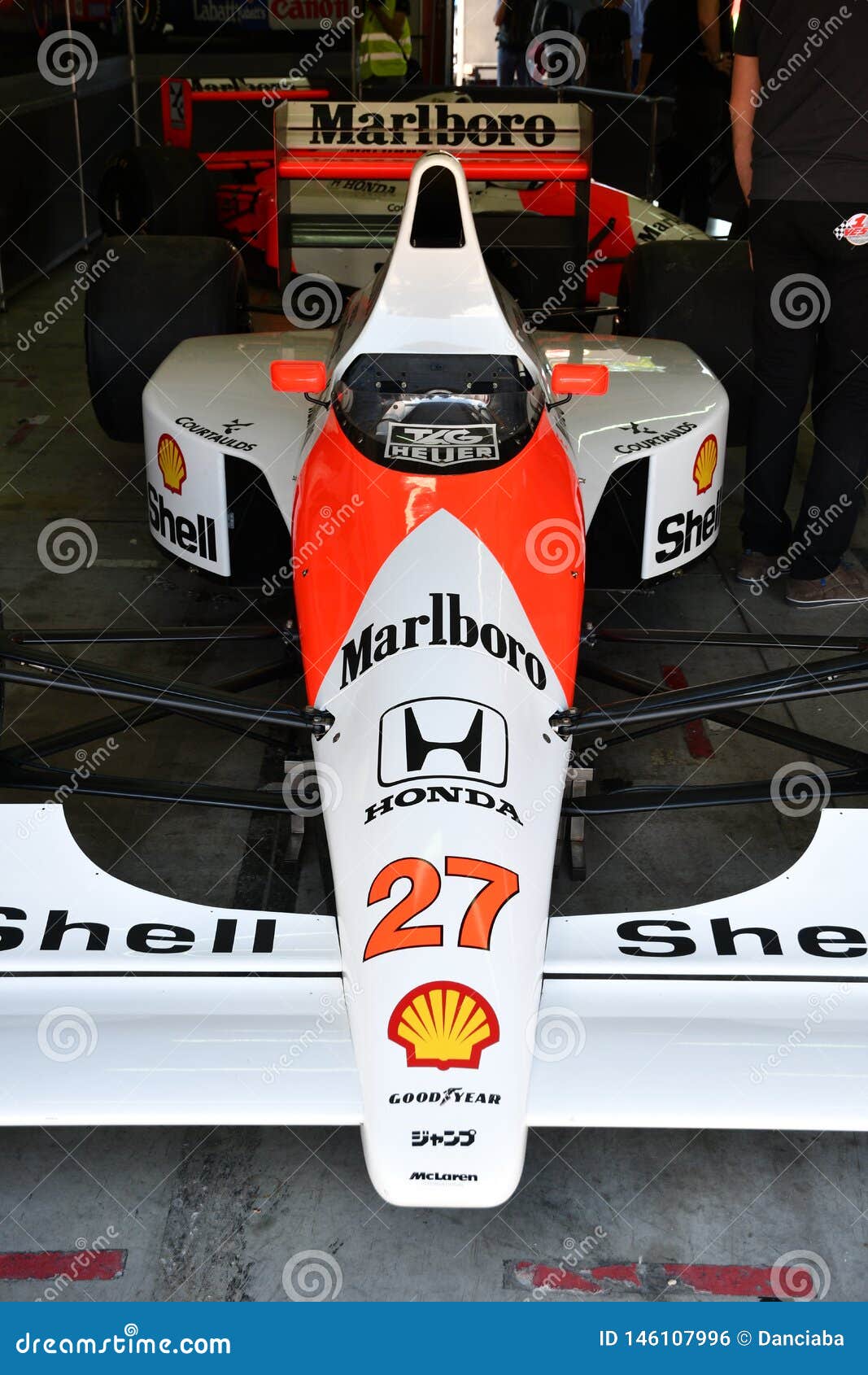 Imola, 27 April 2019: Historic 1990 F1 McLaren MP4-5B Ex Ayrton Senna -  Gerhard Berger in the Box during Minardi Historic Day 2019 Editorial Photo  - Image of fast, helmet: 146107996