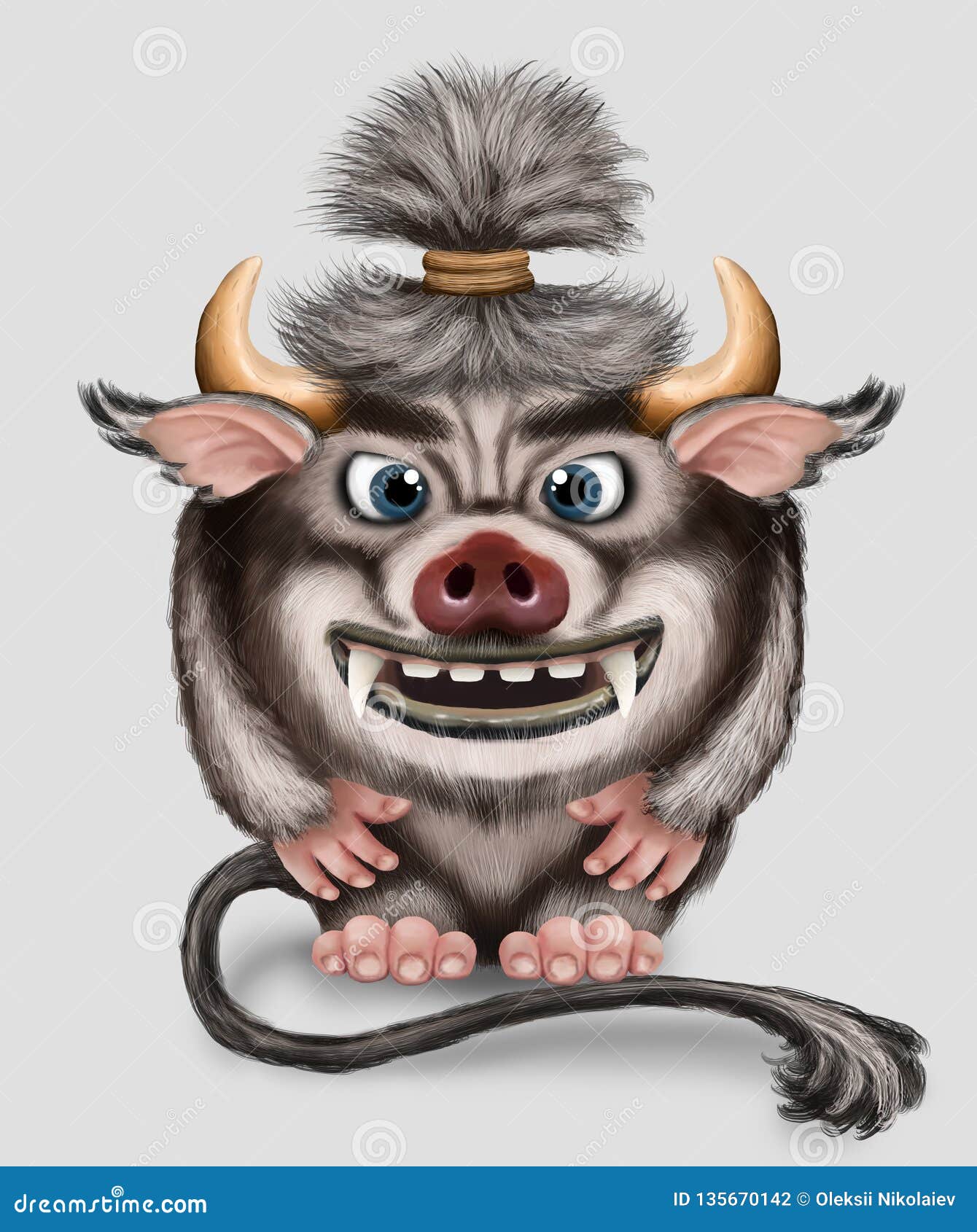 Imp. Funny Monster with Horns Tail and Pork Snout. Little Demon with Big  Teeth. Fantasy Character. Stock Illustration - Illustration of animal,  smile: 135670142