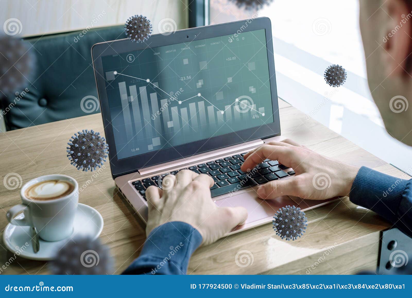 impact of coronavirus on stock markets concept on laptop computer