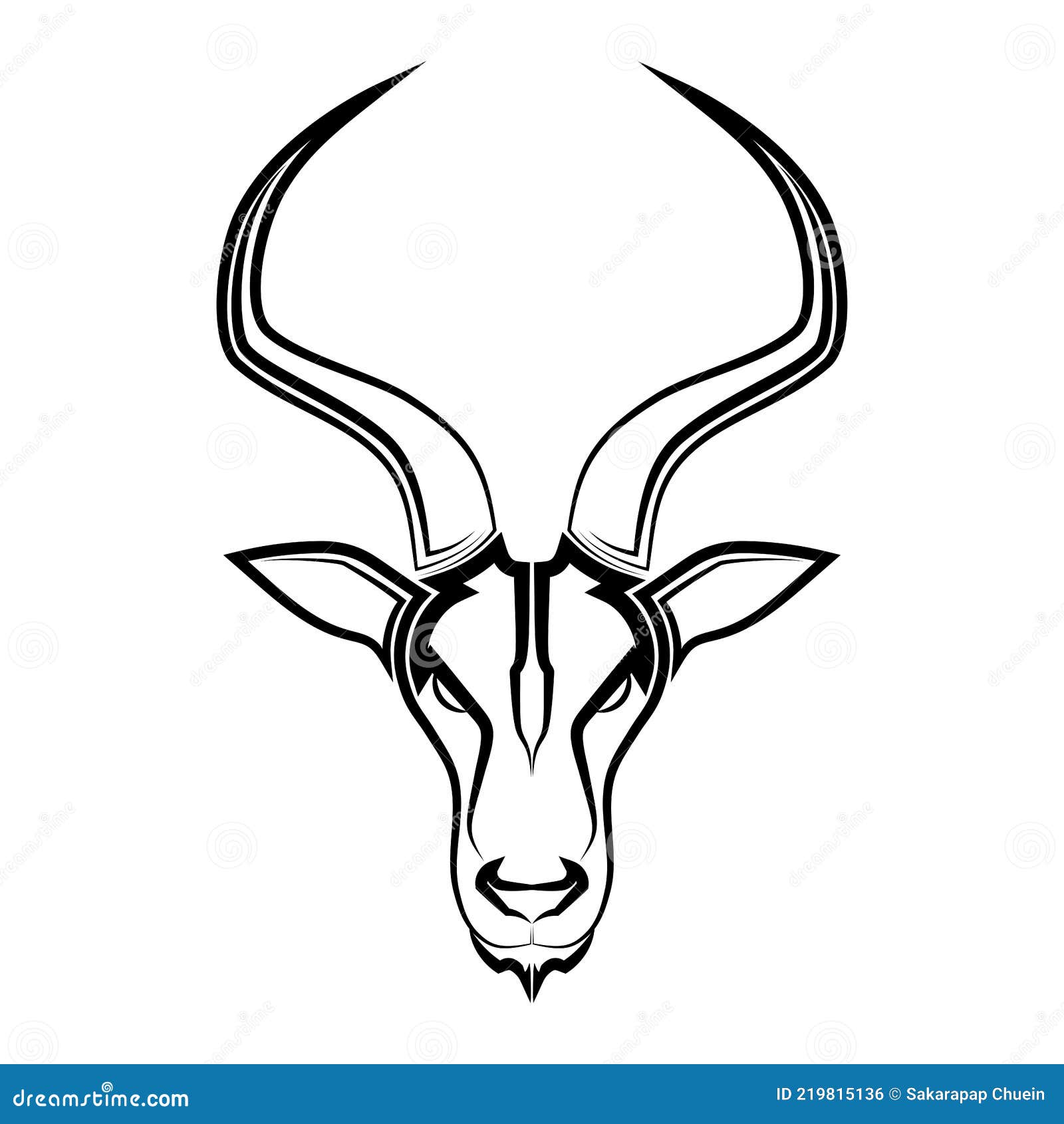 impala head suitable for use as decoration or logo line art  of springbok head suitable for use as