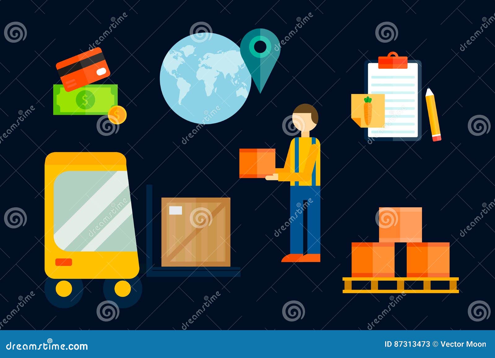 Download Import Export Cargo Symbols Vector Illustration. Stock ...