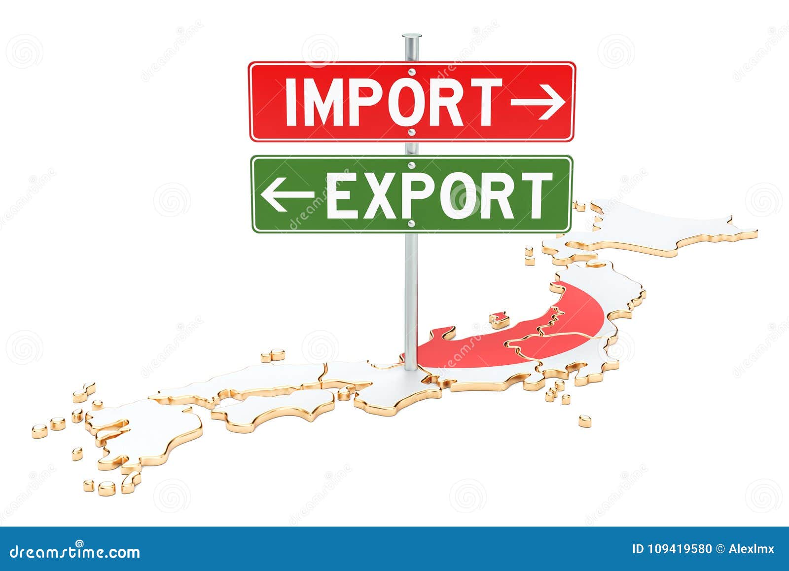 Import And Export In Japan Concept, 3D Rendering Stock Illustration