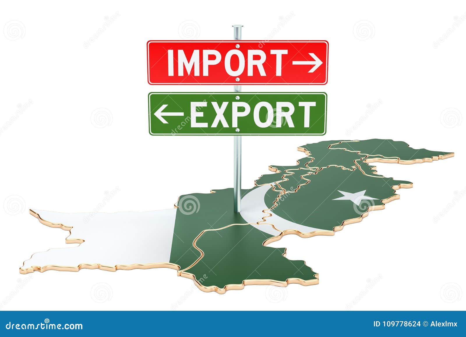 Import and Export in Pakistan Concept, 3D Rendering Stock Illustration Illustration of