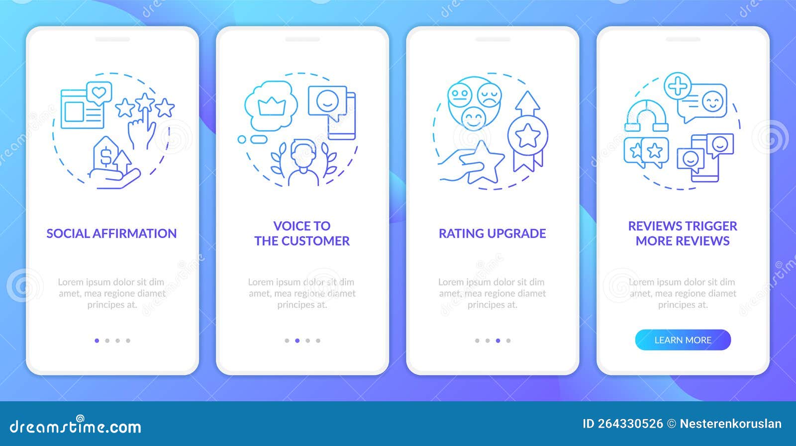 Importance of Online Reviews Blue Gradient Onboarding Mobile App Screen