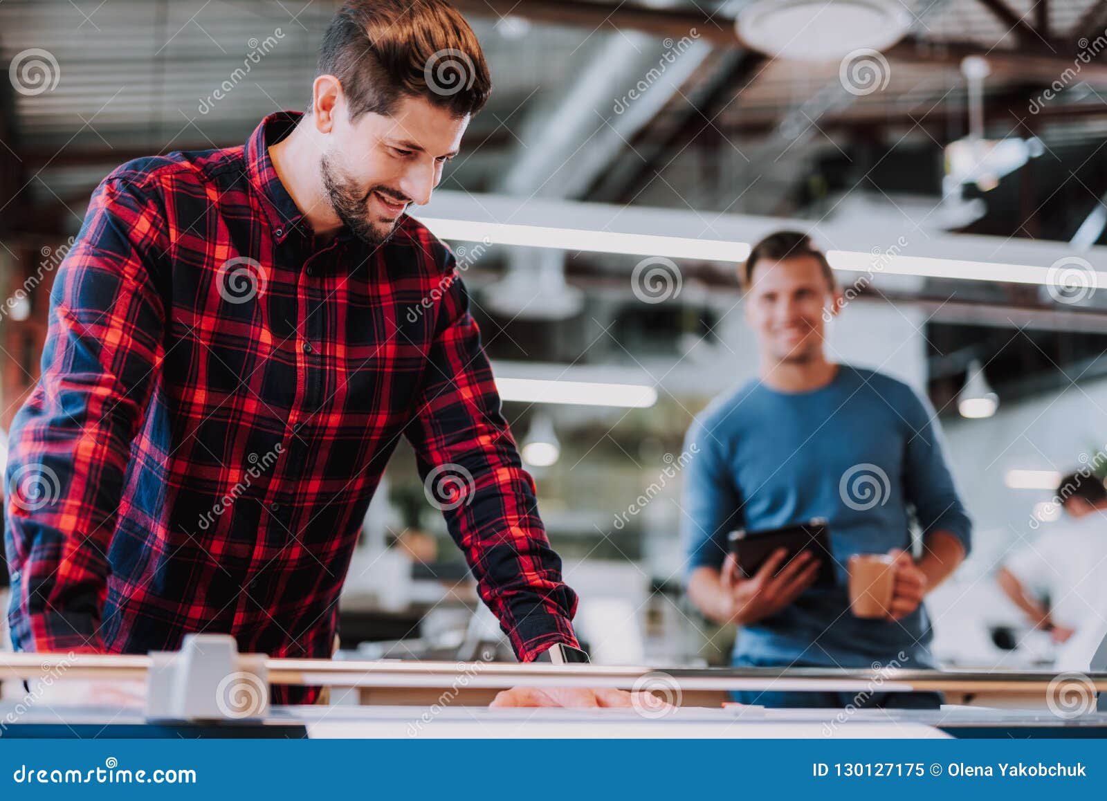 Important Conversation of Colleagues in Working Office Stock Image