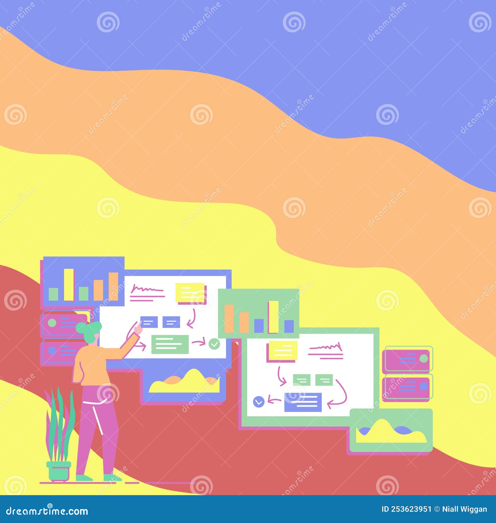 Important Message Presented on Board with Charts and Arrows Around