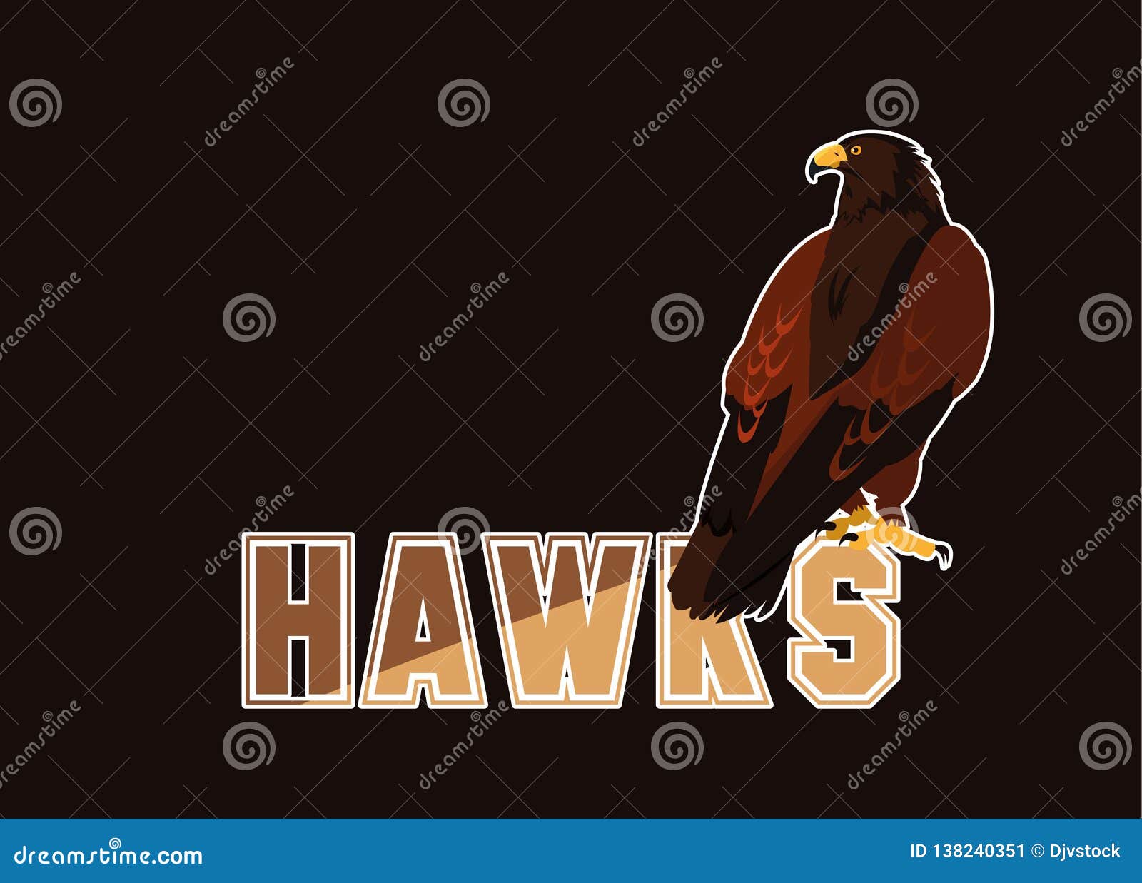 Imposing Hawks Bird with Word Stock Vector Illustration of nature