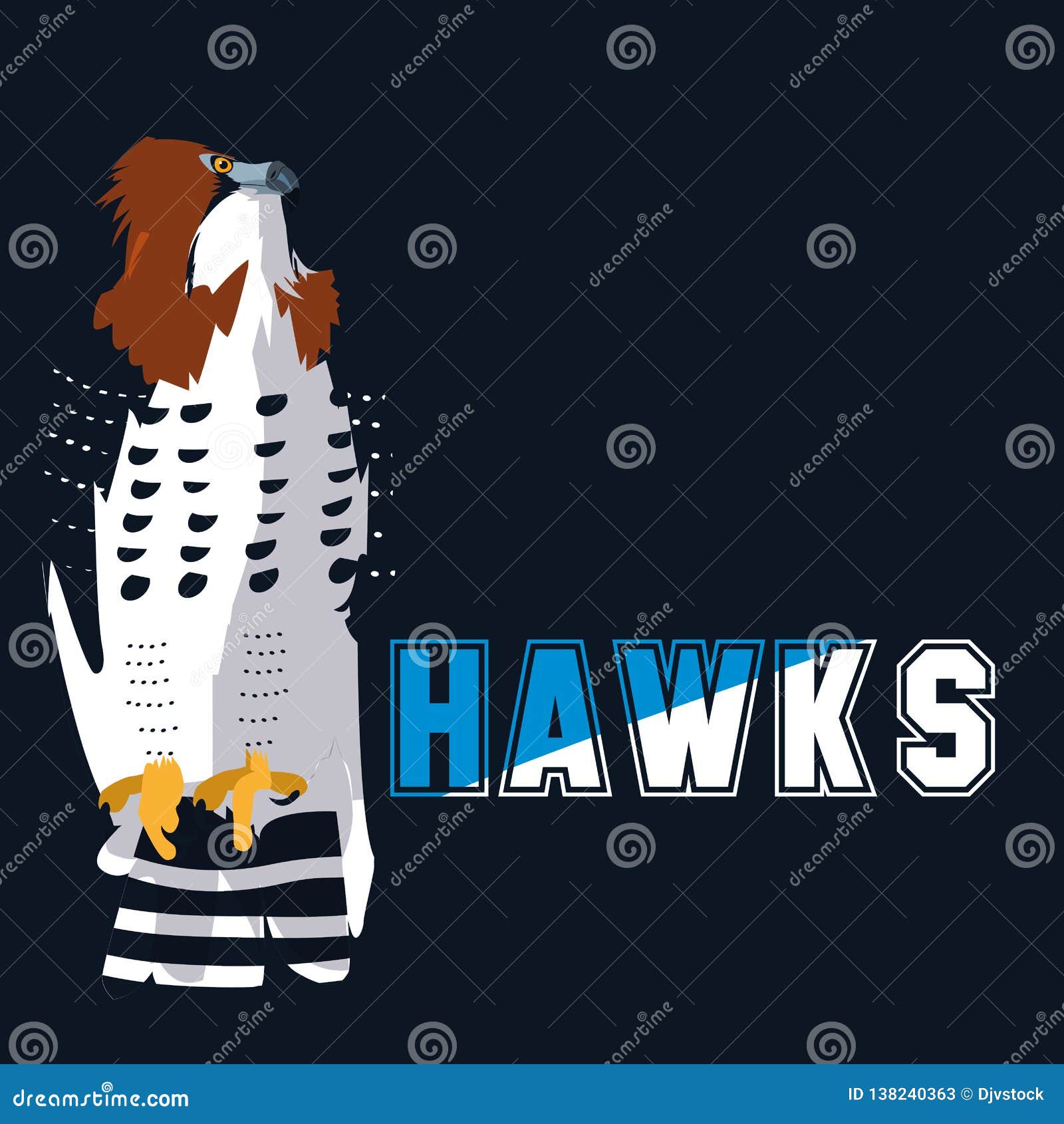Imposing Hawks Bird with Word Stock Vector Illustration of design