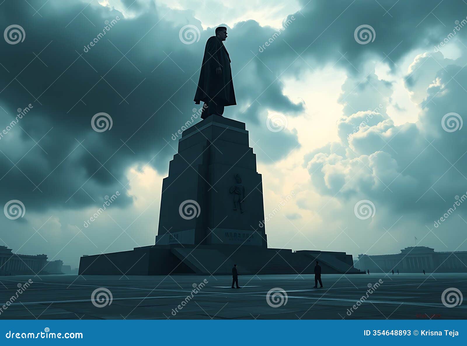 imposing kim il sung statue monumental structure cloudy sky setting