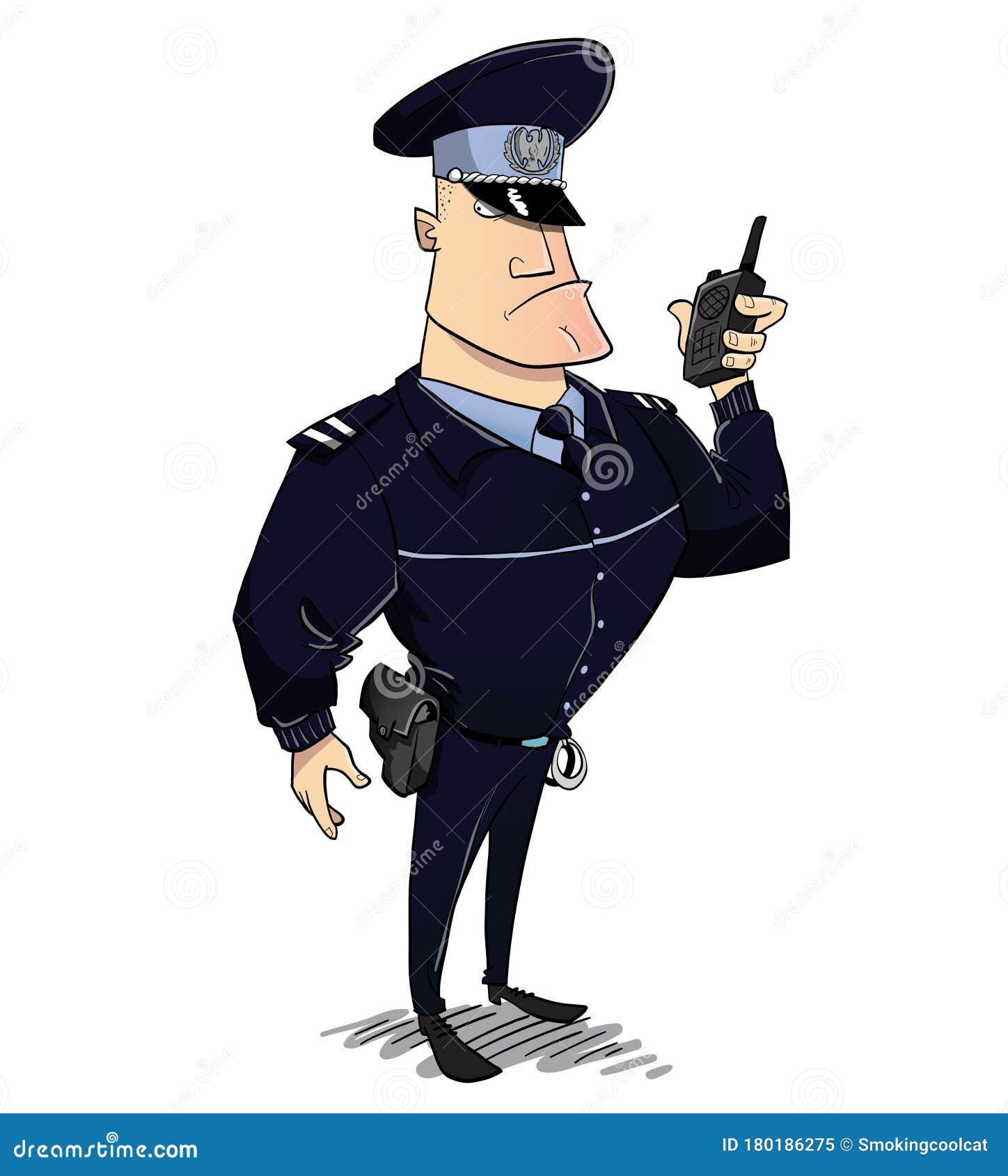 Police Officer Holding Radio Stock Illustration - Illustration of radio,  pistol: 180186275