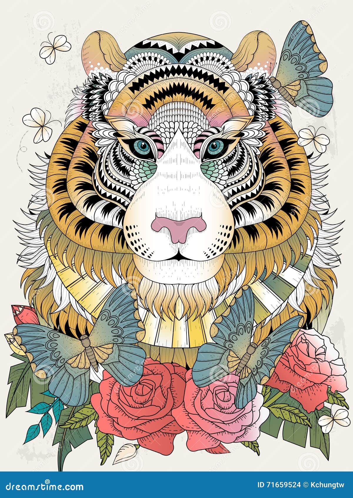 imposing tiger adult coloring page