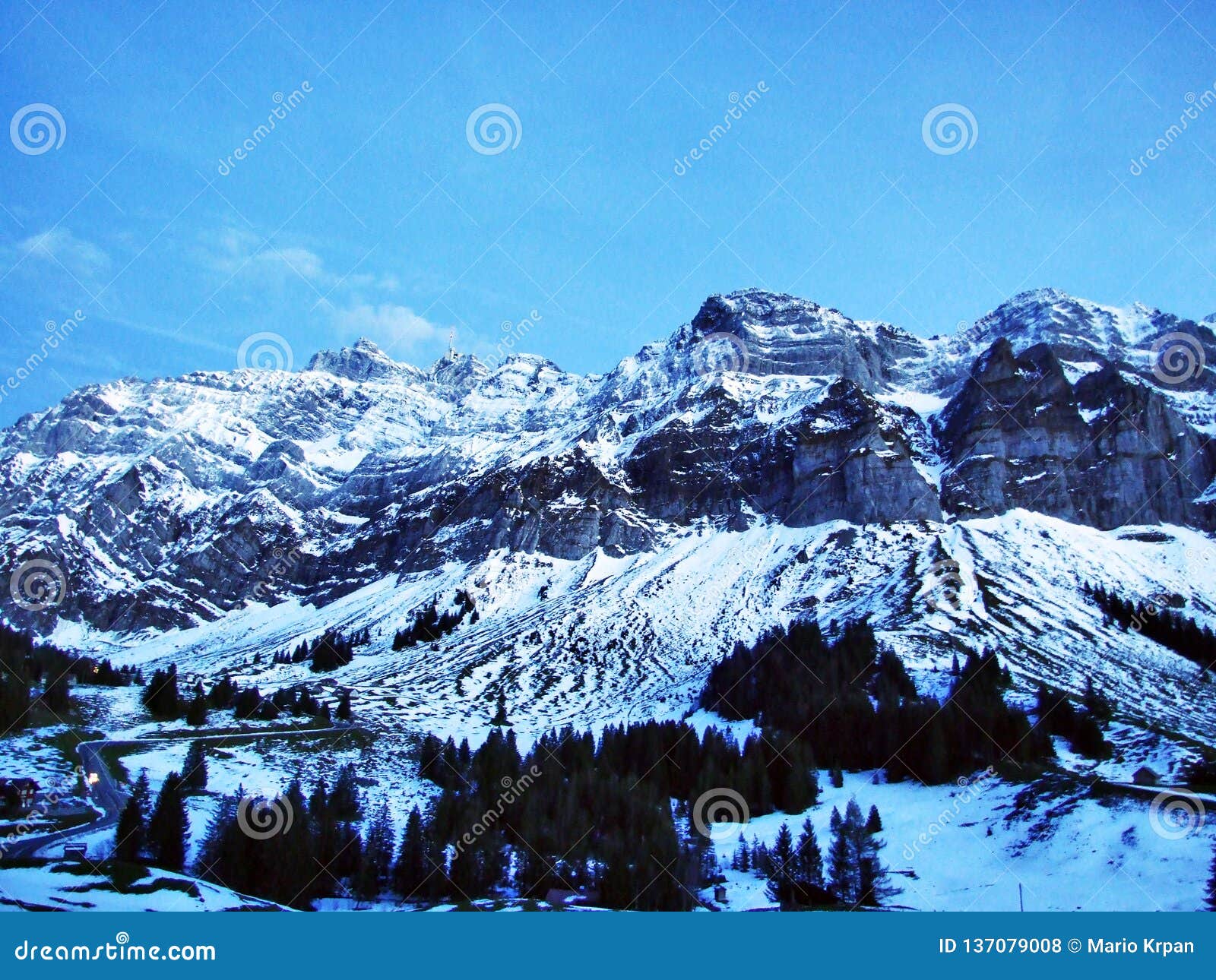 the imposing top of santis at alpstein mountain range