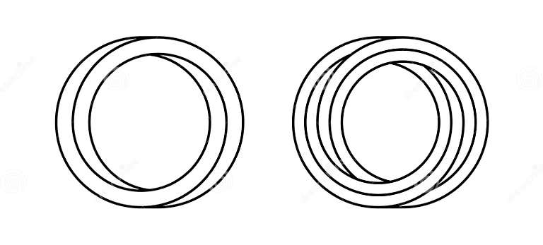 Impossible Circle Shapes Set. Line Optical Symbols. Outline Mobius ...