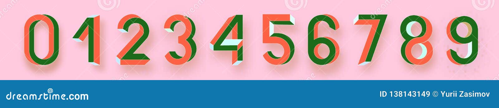 impossible  font. memphis style numbers. colored letters in the style of the 80s. set of  numbers constructed