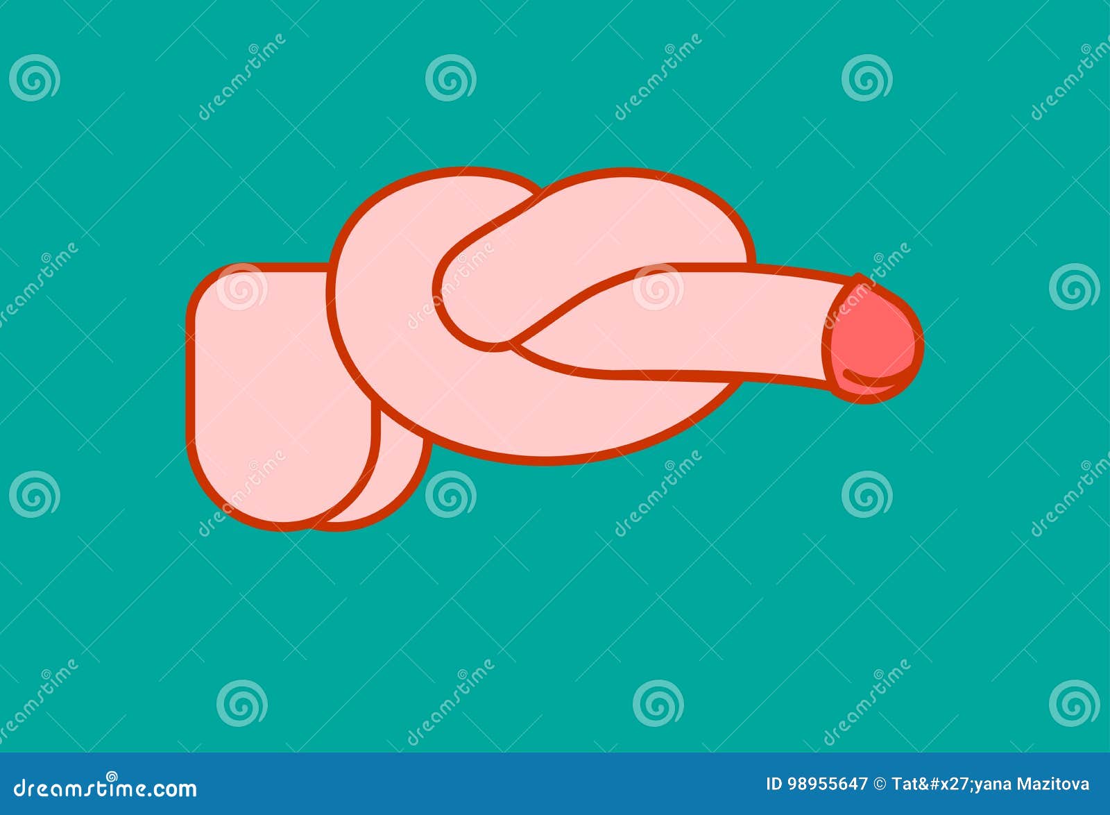 Penis tied in a knot