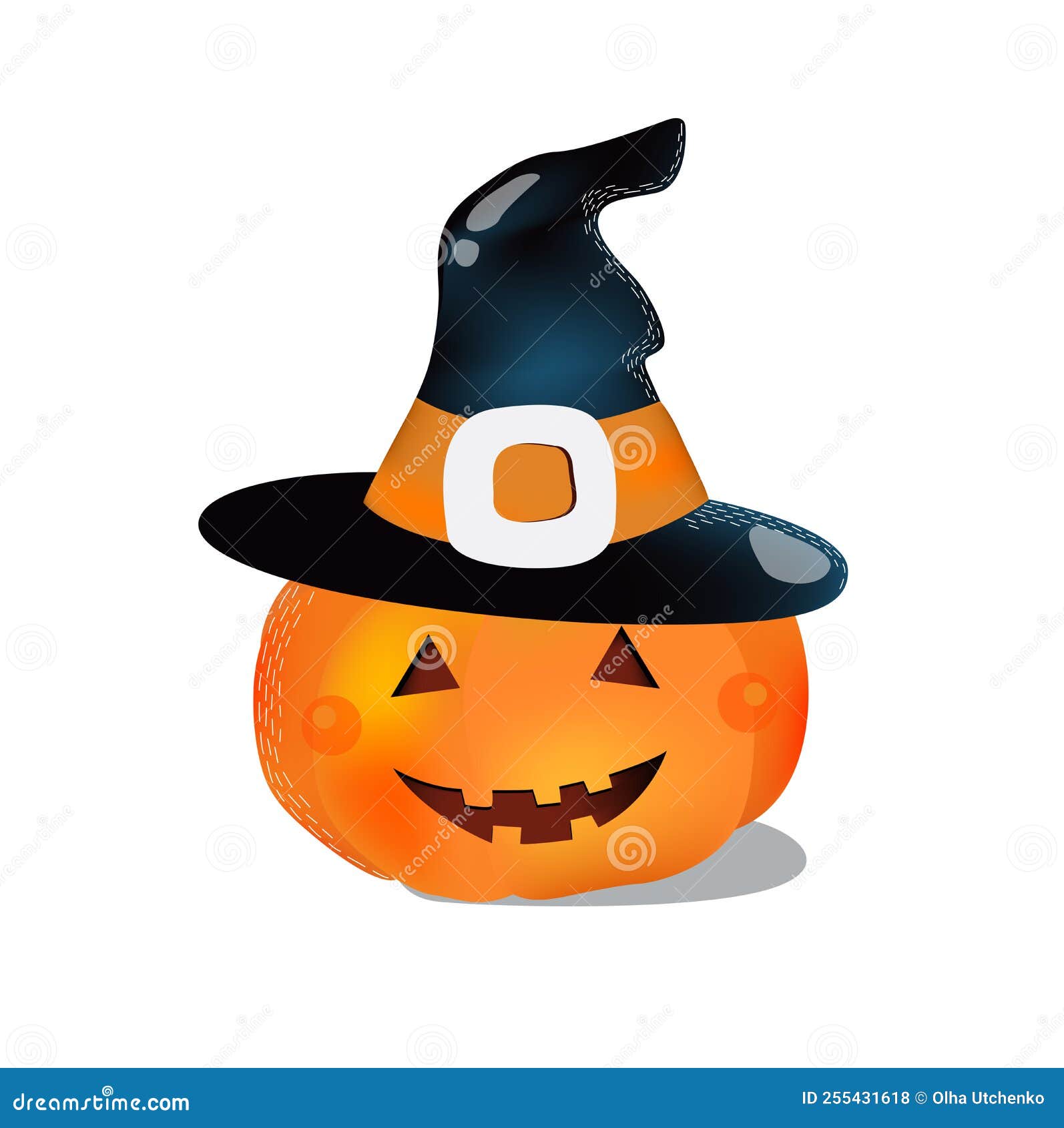 Abóbora de halloween com ilustração de desenho vetorial de chapéu de bruxa