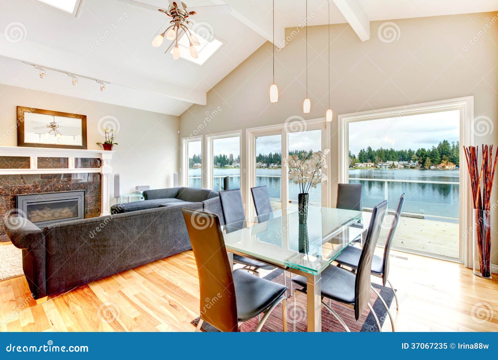 Impressive Dining and Living Room Combination Stock Image Image of