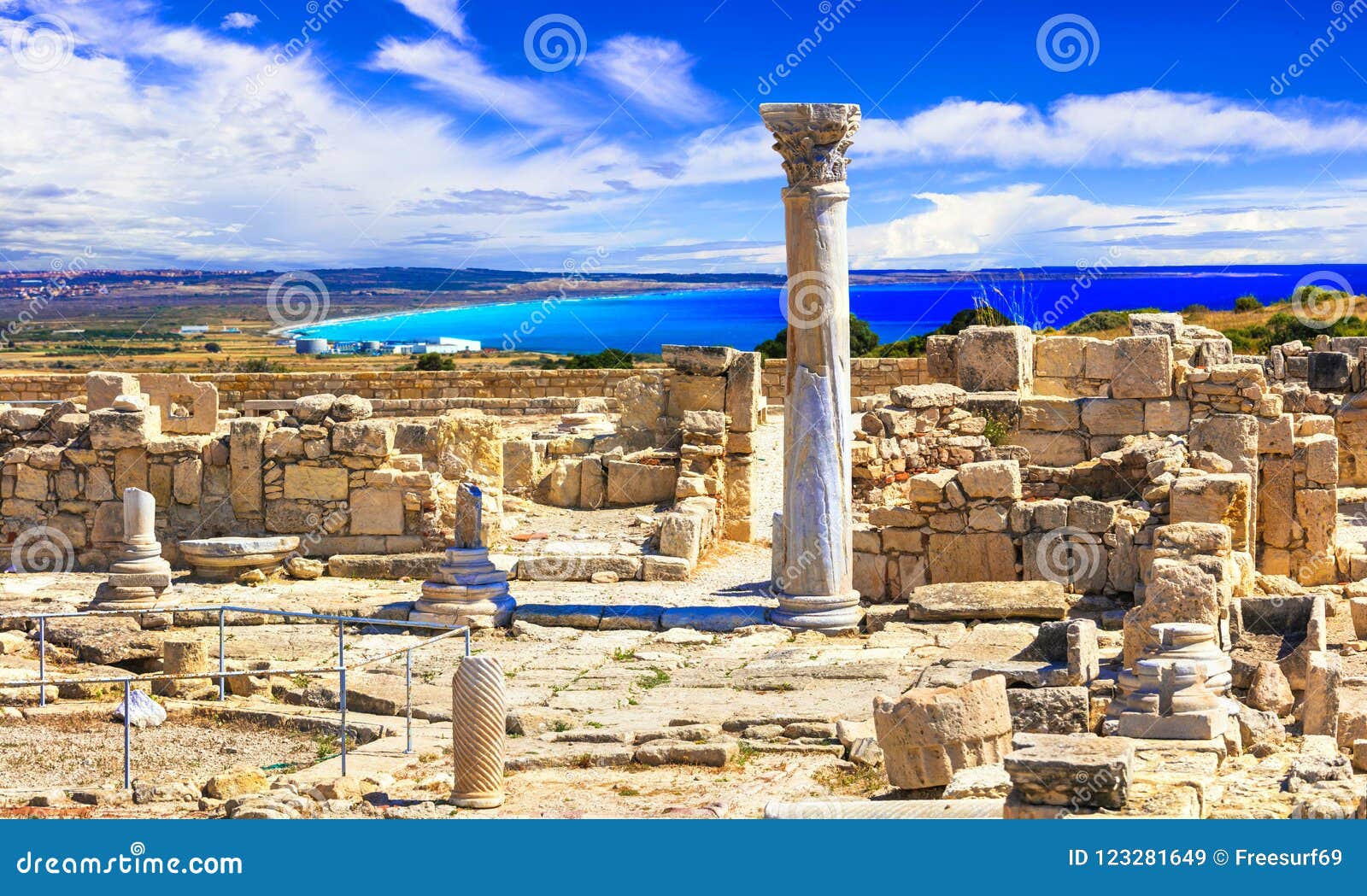 antique cyprus - kourion temple over sea